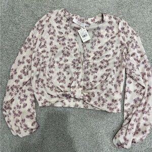 Astr Purple Floral Women's Blouse